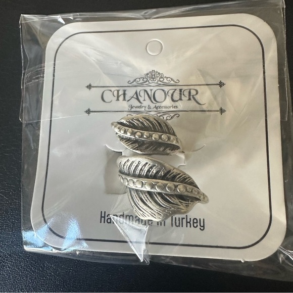 Silver Leaf Adjustable Ring Handcrafted Brass, 925 Silver-Plated, Hypoallergenic - Picture 2 of 7